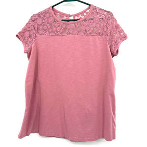 Matilda Jane size‎ Small pink short sleeve top embroidered upper